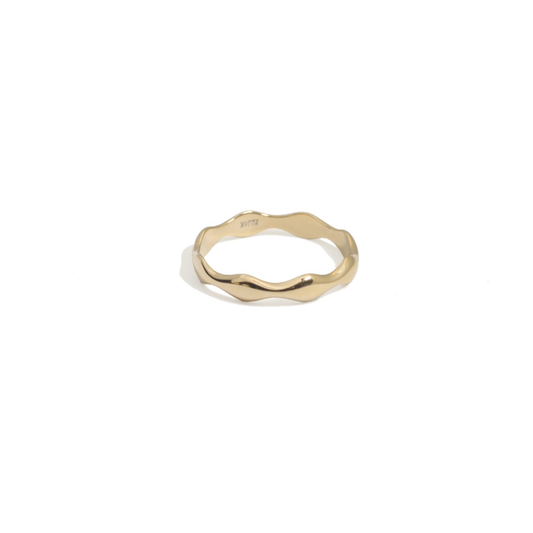 Organic Wave Ring - Solid 14k Gold Modern Minimalist Piece