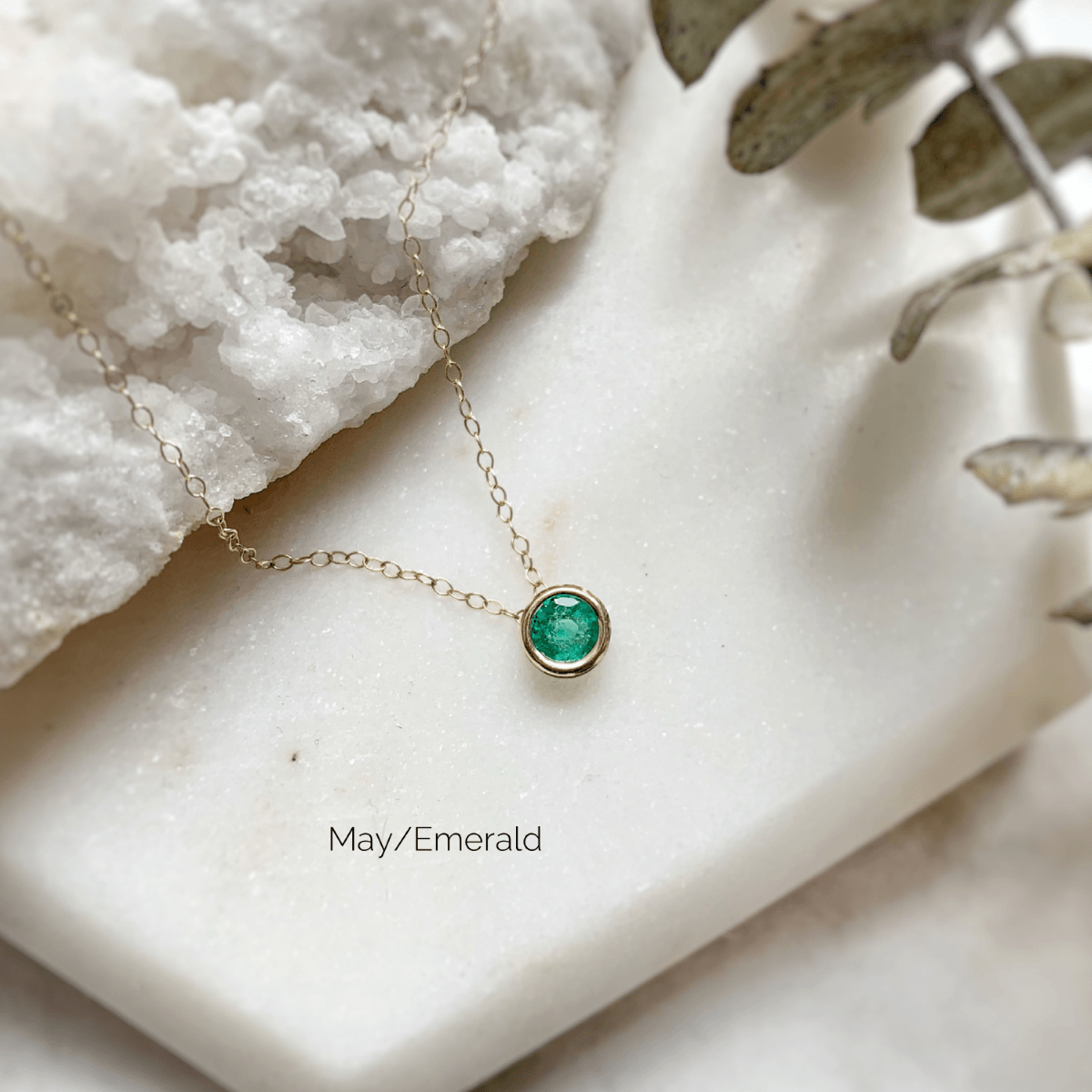 Dainty Minimalist Birthstone Pendant - Genuine Gemstone - Solid 14k Gold - The Smart Minimalist