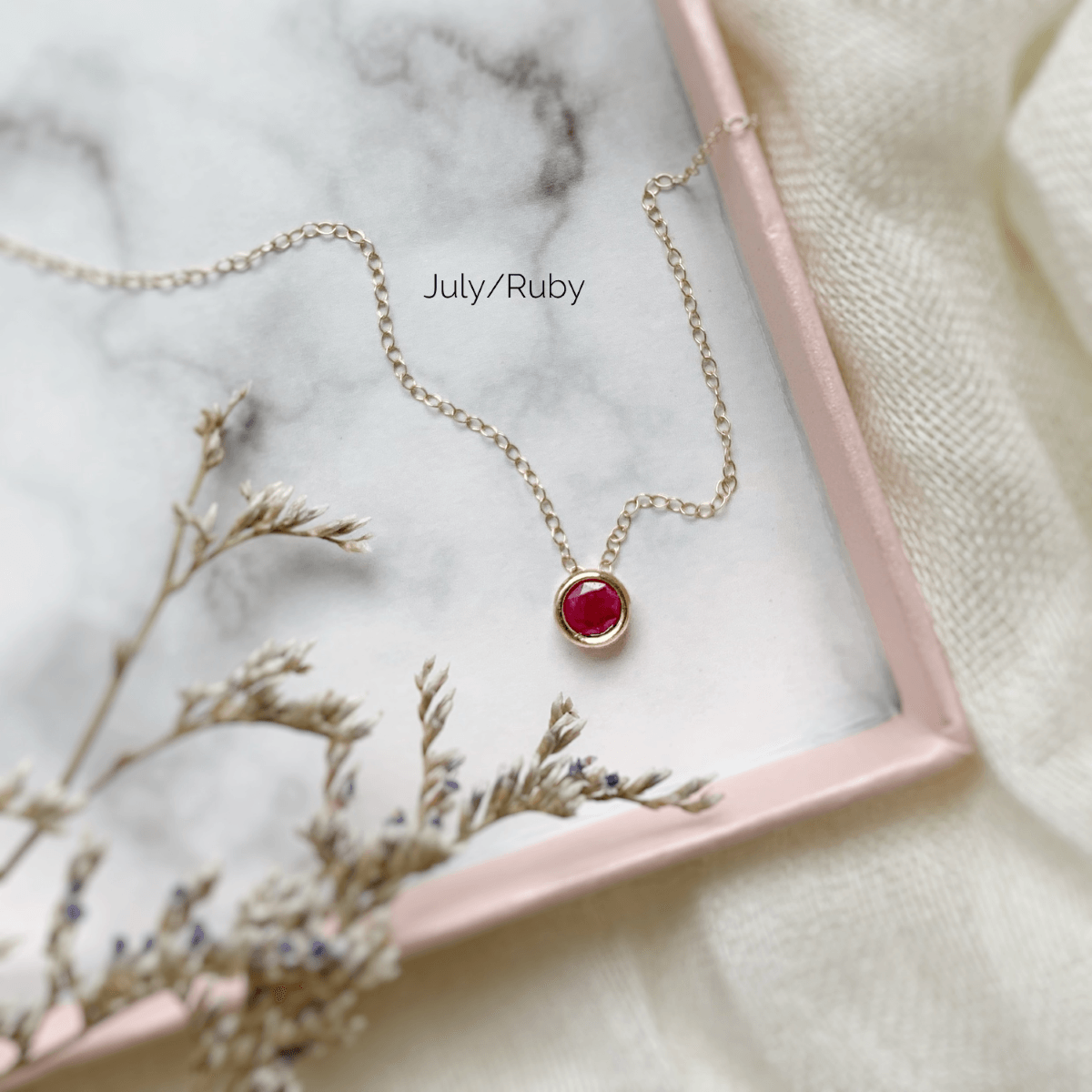 Dainty Minimalist Birthstone Pendant - Genuine Gemstone - Solid 14k Gold - The Smart Minimalist