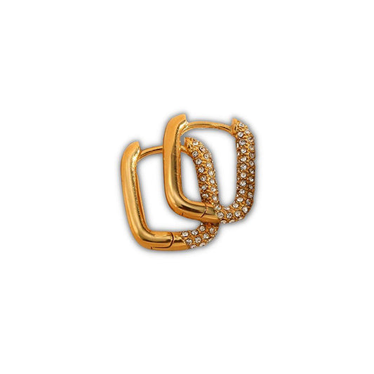 Square Hoop Earrings with Pavé Detail - The Smart Minimalist
