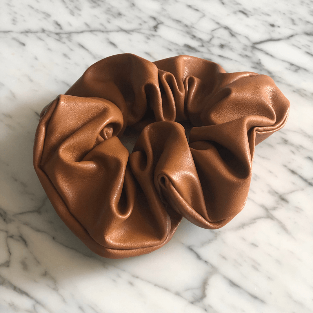 2 PACK - Faux Leather Scrunchie Hair Tie - The Smart Minimalist