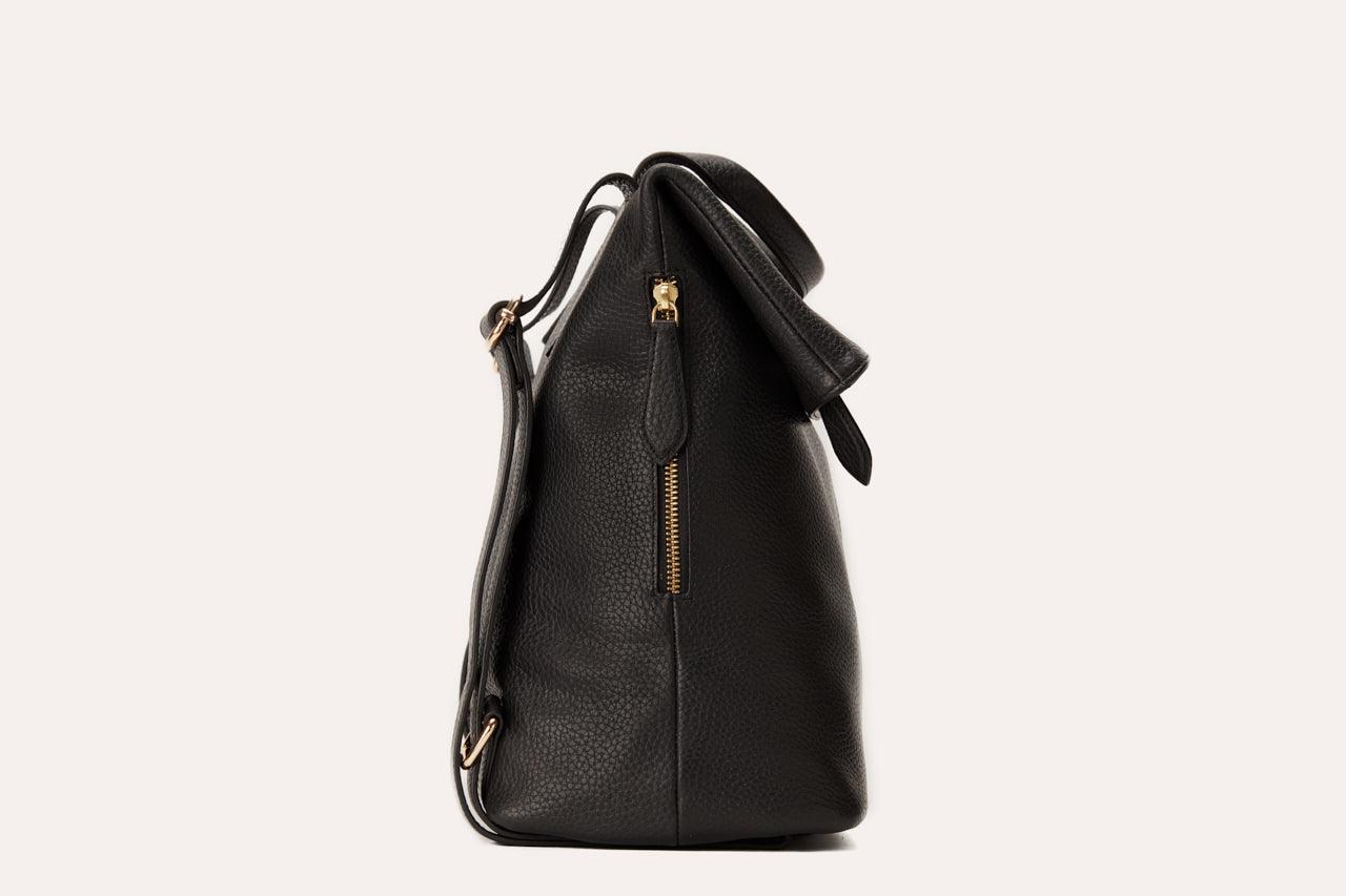 Convertible Black Leather Tote Backpack - The Smart Minimalist
