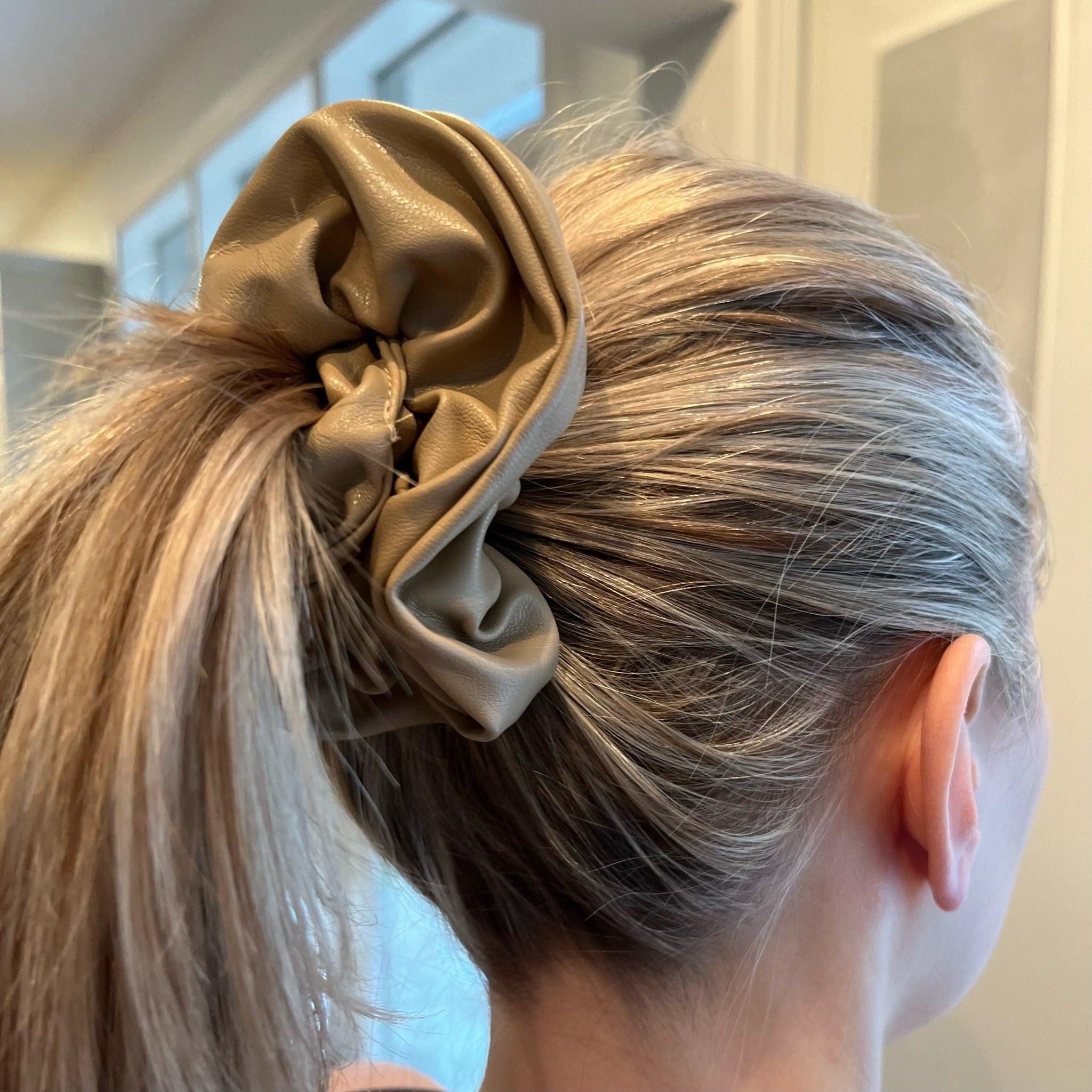 2 PACK - Faux Leather Scrunchie Hair Tie - The Smart Minimalist