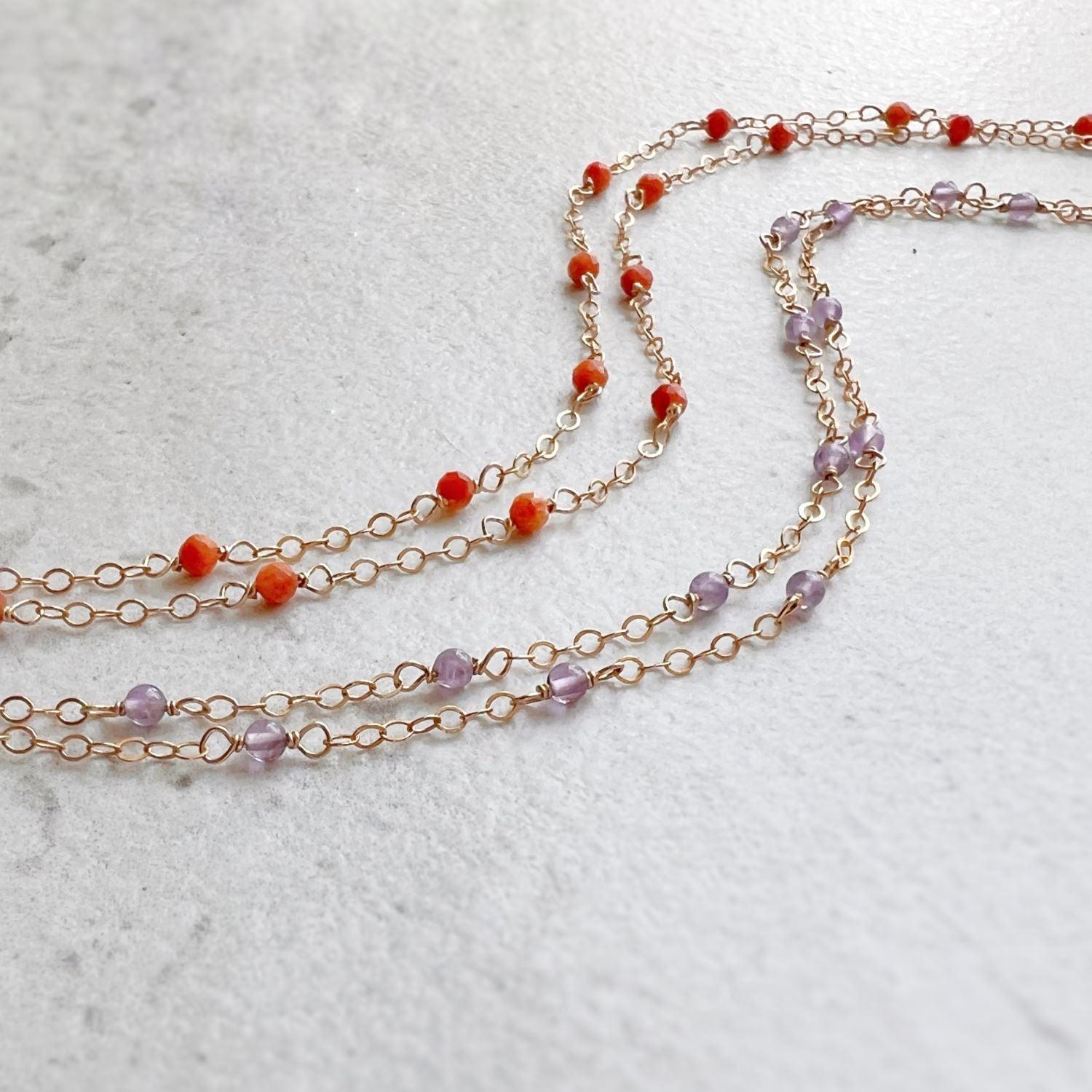 Coral Beads & 14k Gold Layered Anklet - The Smart Minimalist