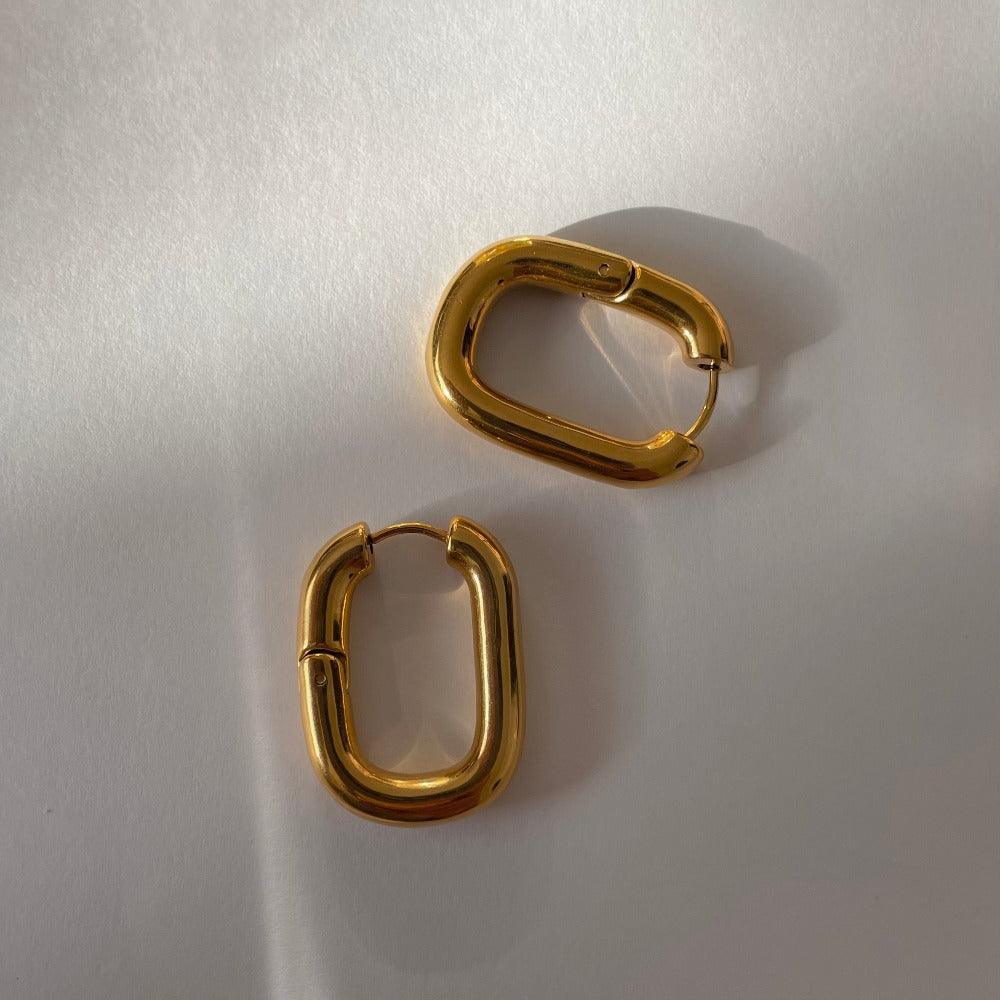 Gold square store hoops